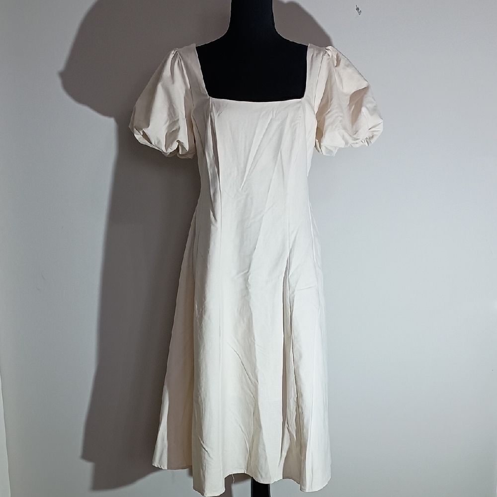 Vici Cream Puff Sleeve Midi Dress